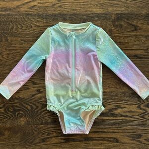 Printed Ruffle-Trim Rashguard One-Piece Swimsuit for Baby, washed once, 18-24m
